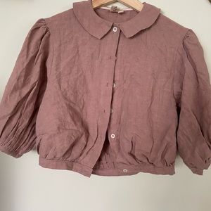 Ovate linen cropped top